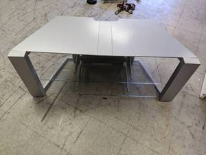 lot 195 image: Modern TV Stand with Glass Shelves