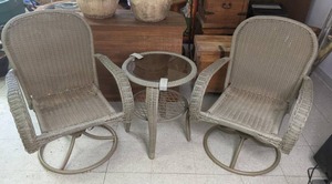 lot 167 image: Outdoor Bistro (3) Piece Resin Wicker Patio Set