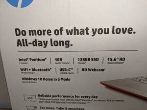 lot 3 image: Brand New HP 15 Pentium 4GB128GB Laptop Windows 10 WIFI Bluetooth Scarlet Red