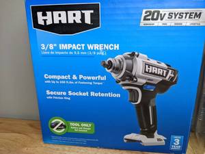 lot 8 image: Brand New HART 20V 38 Impact Wrench & 20V 2.0AH Lithium Battery 2 Pack