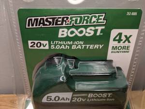 lot 18 image: Brand New Masterforce BOOST 20-Volt Lithium-Ion 5.0Ah Battery