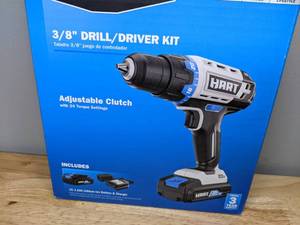 lot 21 image: Brand New HART 20-Volt Cordless 38-inch DrillDriver Kit 1.5Ah Lithium-Ion Battery & Charger