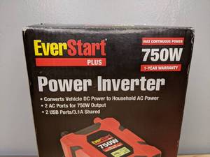 lot 38 image: Brand New EverStart 750 Watts Portable Slim Inverter with Digital Display and Multiple USB and AC Ports