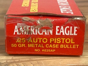 (50) Rounds Of Federal American Eagle .25-Auto 50grain MC