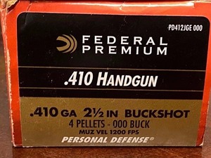 (20) Rounds Federal Premium Personal Defense .410-Handgun 4-Pellet OOO-Buck, 2.5