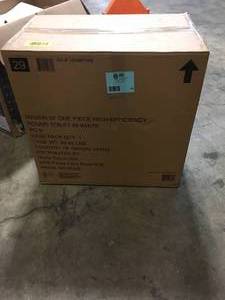 lot 43 image: Glacier Bay 1-Piece 1.28 GPF High Efficiency Single Flush Round Front Toilet in White, Seat Included not used