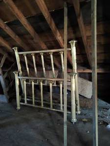 lot 12 image: Brass and wood bed frame