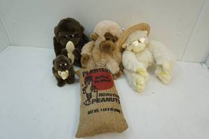 Stuffed animals, peanuts bag