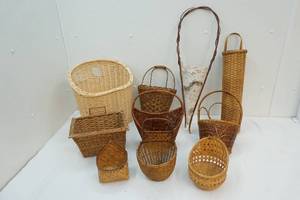 Hanging wicker baskets