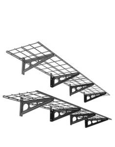 FLEXIMOUNTS 12 in. x 72 in. Steel Garage Wall Shelving in Black (2-Pack)