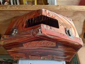 lot 123 image: Vintage Troll House w 5 Vintage Trolls & Clothing