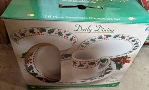 lot 110 image: (2) Winter Wonderland 16 Piece Stoneware Dinnerware Set