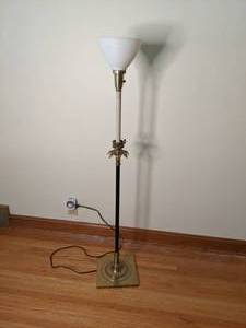 lot 59 image: Vintage Floor Lamp with Frosted Glass Shade