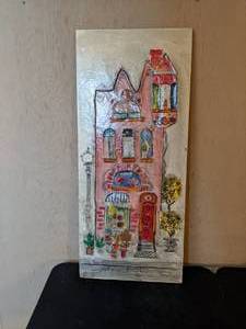 lot 35 image: Whimsical Mixed Media Original Artwork City Home