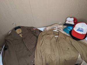 lot 79 image: Vintage Army Jacket, Shirt, and Caps