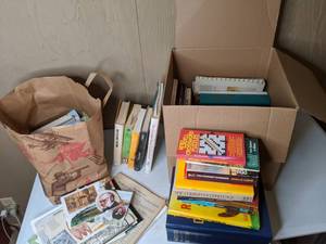 lot 88 image: Box of Books and Bag of Maps
