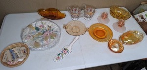 lot 93 image: Collection of Bric-a-Brac and Vintage Glass Serving Pieces