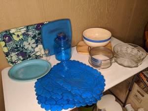 lot 64 image: Fiestaware and Other Blue-Themed Dishes and Such