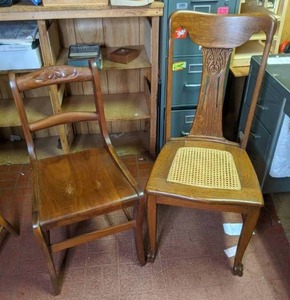 lot 211 image: Set of (2) Beautiful Vintage Carved Solid Wood Chairs