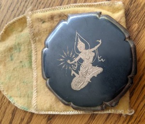 lot 300 image: Vintage Siam Temple Dancer Sterling&nbspSilver Niello Powder Compact