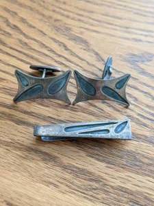 lot 304 image: Vintage Sterling&nbspDenmark Cufflinks and Tie Clip