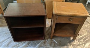 lot 283 image: Beautiful Vintage Nightstand & Small Solid Wood Shelf