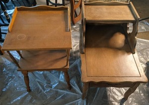 lot 266 image: Lot of (2) Beautiful Vintage Antique Solid Wood Side Tables