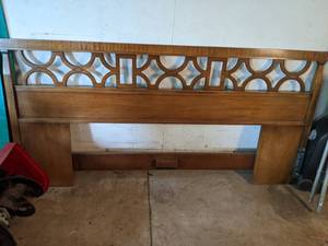 lot 262 image: Fabulous Modern Retro King Wooden Headboard with Geometric Design.