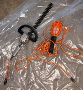 lot 320 image: Black & Decker Hedge Trimmer & Shop Lamp