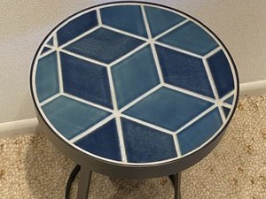 lot 4 image: Small AccentSide Table with TileMosiac Top and Metal Base