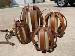 lot 92 image: Frederick Ramond Mid Century Bent Wood AMAZING Ceiling Mount Lights