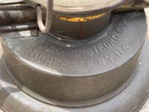 lot 109 image: Vintage Metal Richard Strong Company Oil Lamp