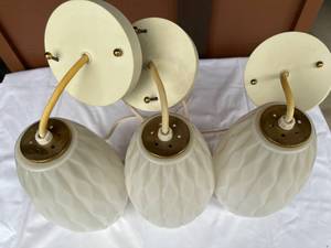 lot 121 image: 3 Vintage Ceiling Mount Glass Shade Light Fixtures