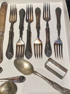 lot 55 image: Antique Silver Plate Flatware Items