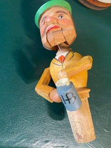 lot 187 image: Vintage Articulated Wooden Bottle Stopper
