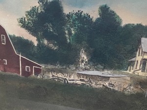 lot 215 image: Framed Farm Scene Artwork