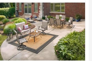 Riverbrook Espresso Brown Rectangle Steel Glass Top Outdoor Patio Coffee Table the retail price $129.00