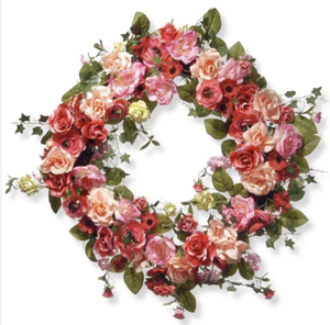 32 in. Mixed Rose Spring Wreath the retail price $97.99