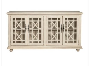 Orsey Antique Glass TV Stand Fits TVs Up to 65 in. with Cable Management the retail price $376.38