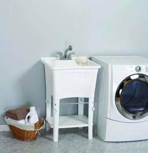 All-in-One 24in.x24in.20Gal. Freestanding Laundry Tub in WhitE