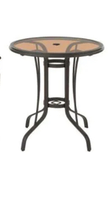 Riverbrook Espresso Brown Round Glass Top Aluminum Outdoor Patio Side Table