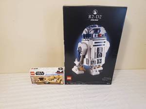 lot 1 image: Lego Star Wars R2-D2 Set Number 75308 NEW IN BOX Comes With Bonues Tatooine Homestead Set Number 40451 NEW IN BOX