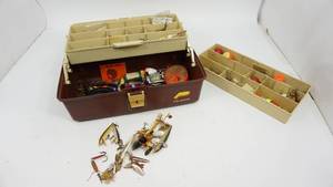 Plano Cream & Brown Fishing Tackle Box With Two Trays