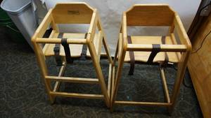 Two Walnut Wood Hi-Chairs