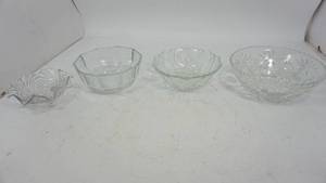 Four Beautiful Clear Glass Serving Dishes