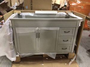 Parkcrest 42 in. W x 22 in. D Bath vanity in Dove Grey with Marble Vanity Top in White with White Sink by Home Decorators Collection (good condition) see all pictures