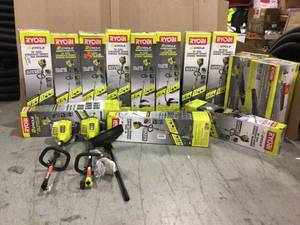 PALLET OF ASSORTED RYOBI OUTDOORLAWNCARE TOOLS