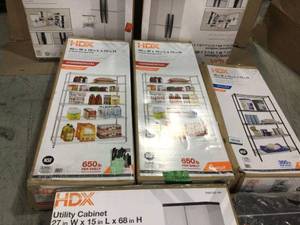 pallet of assorted HDX Utility Cabinets & Storage Shelves (see all pictures)