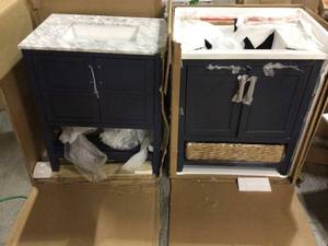 lot of 2 bathroom vanitys (both have damage on the tops) (see description & pictures)