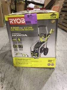 3300 PSI 2.3 GPM Cold Water Gas Pressure Washer with Honda GCV190 Idle Down by RYOBI in good condition